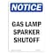 Signmission OSHA Notice Sign, 10" Height, Rigid Plastic, Gas Lamp Sparker Shutoff Sign, Portrait OS-NS-P-710-V-13001 - alternate 1